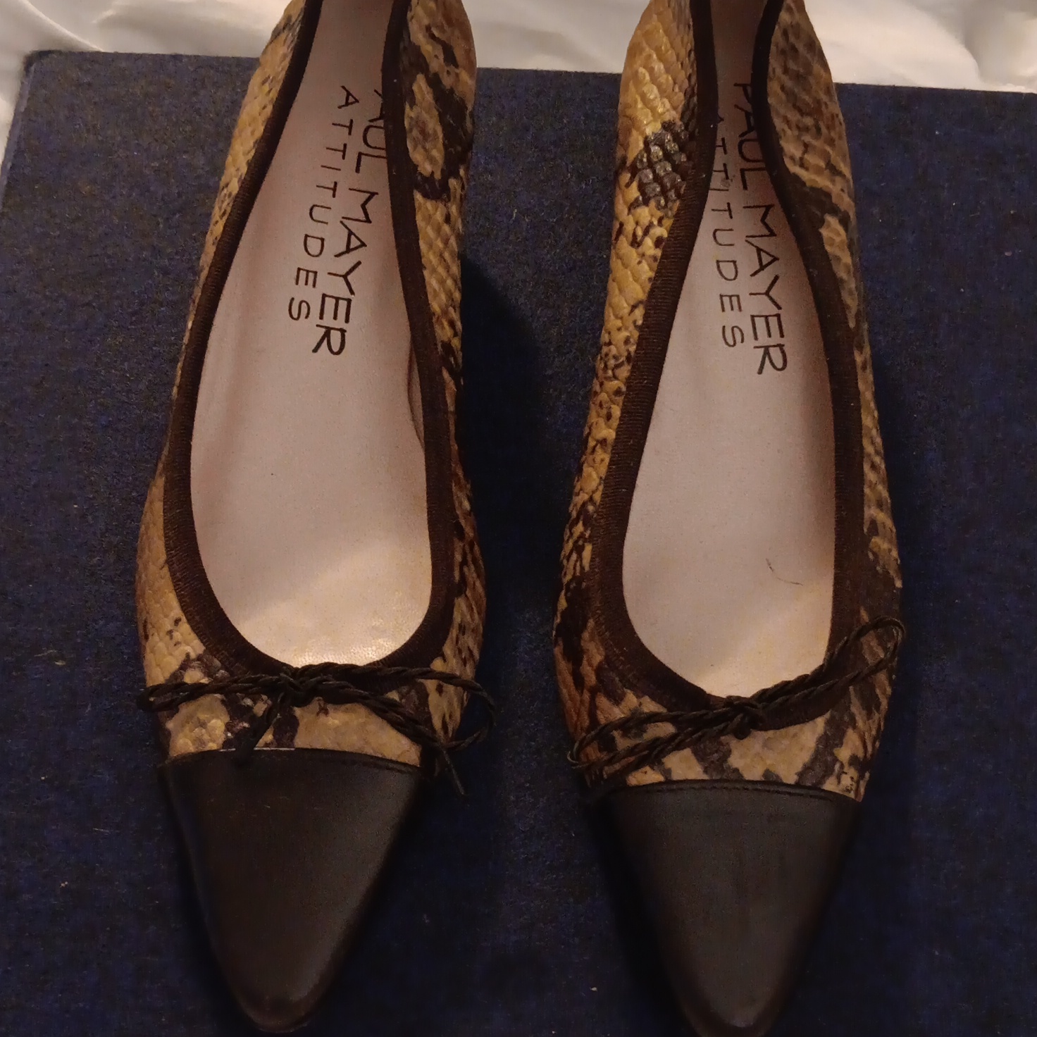 Paul Mayer Attitudes Snakeskin Flats - Brown And Tan